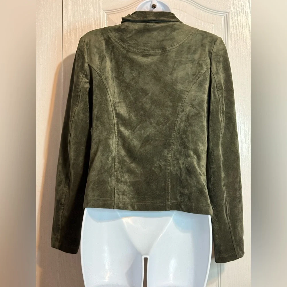 Lulus Wild at Heart Olive Green Vegan Suede Moto Jacket 🫒✨ - Picture 8 of 8